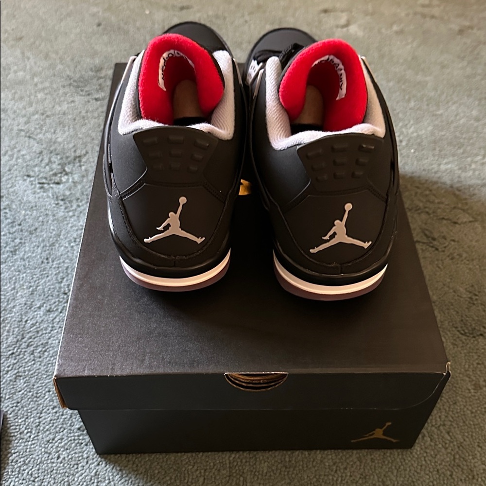 Nike Air Jordan 4 Bred Black Red Golf Shoes Deadstock Size 9.5 New w Tags - Picture 4 of 8